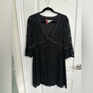 Black Lace Dress with Bell Sleeves